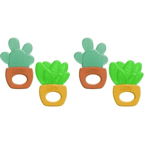 Dr. Brown's AquaCool Water-Filled Teether, Cooling Baby Teether Toy for Sore Gums, Green Cactus, BPA Free, 3m+, 4 Pack