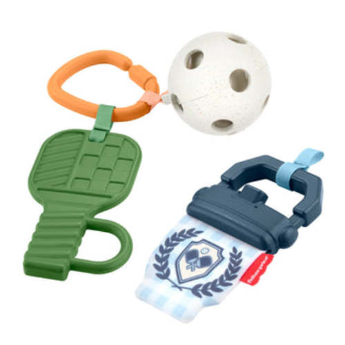 Fisher-Price Mini Me Moments Let's Play Pickleball Set, 3 Sports-Themed Baby Toys For Sensory Play