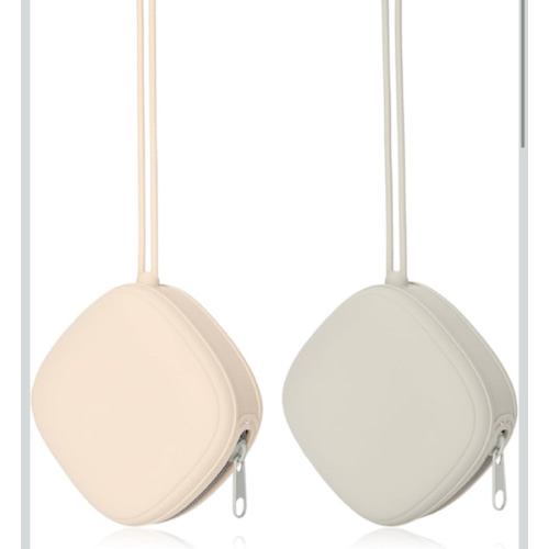 Silicone Pacifier Holder Case, Baby Binky Silicone Cover Pouch, Silicone Pacifier Storage Case for Diaper Bag, 2 Pack (Light Grey, Cream)