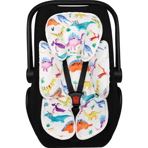 SWESEN Baby Car Seat Head & Body Support, Infant Carseat Insert, Newborn Headrest Cushion for Strollers, Bouncers, Swing, Dinosaur