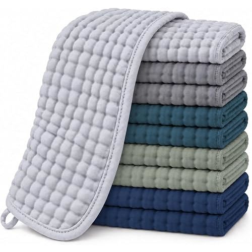 HIPHOP PANDA 10 Pack 100% Cotton Muslin Baby Burp Cloths - Quick-Dry