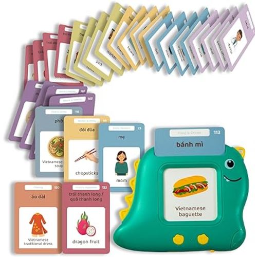 Monkey & Bananas | Vietnamese–English Talking Flash Cards | Southern & Northern Dialects | Bilingual Toy for Toddlers & Beginner Learners | 224 Words, 18 Themes | Screen-Free Learning Toy | Ages 2–6