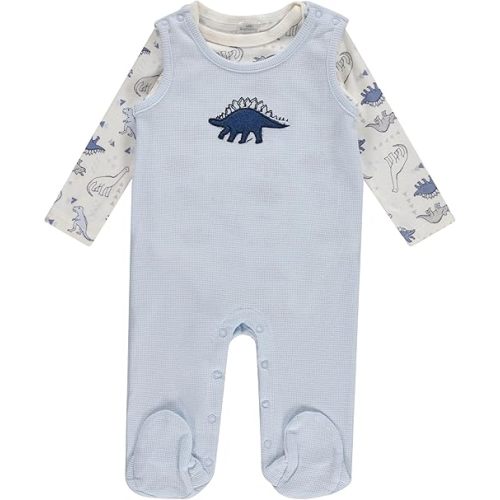 Cudlie baby-boys Infant Boys 2-piece Overall & Long-sleeve Bodysuit Set With Bottom Snaps