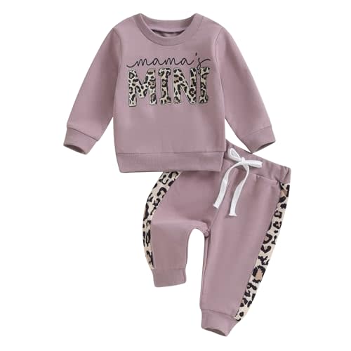 Kupretty Baby Girl Fall Winter Clothes Toddler Outfit Letters Graphic Crewneck Sweatshirts + Joggers Pants Set