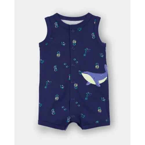 Baby Boy Whale Romper - Navy Blue | Carter's