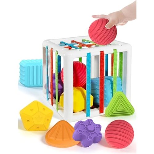 Montessori Toys for 1 Year Old - 6 Pc Shape Sorter Activity Cube