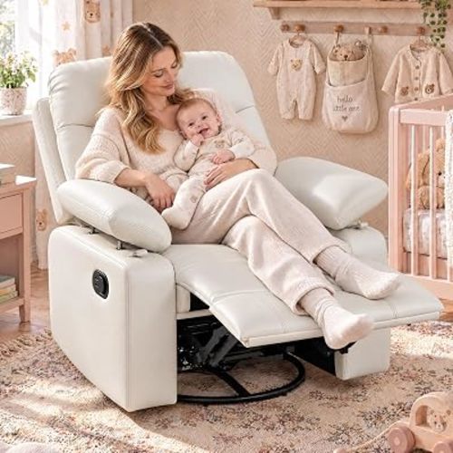 Manual Rocking Chair Nursery w/Adjustable Armrests