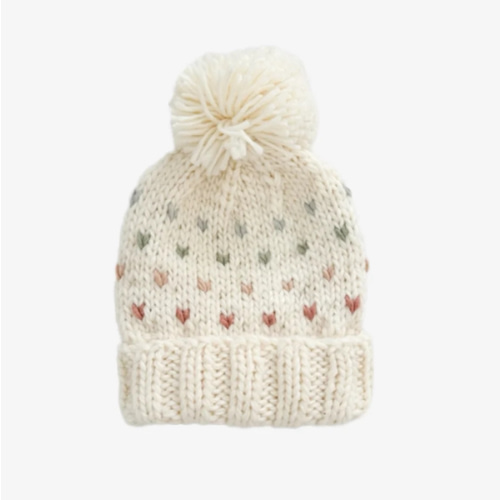 Hearts Pom Knit Hat