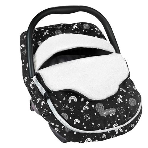 Yoofoss Baby Car Seat Cover Winter Carseat Canopies Cover to Protect Baby from Cold Wind, Super Warm Plush Fleece Baby Carrier Cover for Infant Boys Girls (Stars)