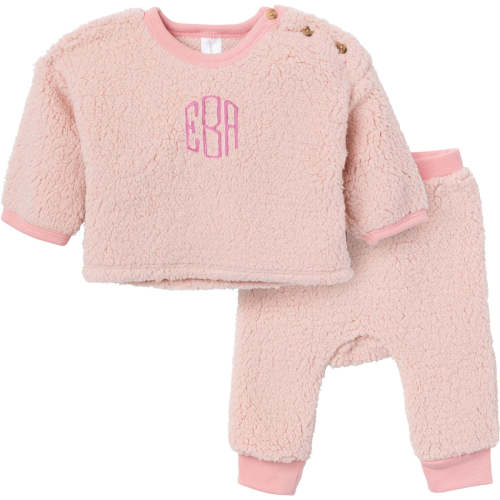 Embroidered 2-Piece Baby Girls Light Pink Sherpa Drop Shoulder Top & P – Gerber Childrenswear