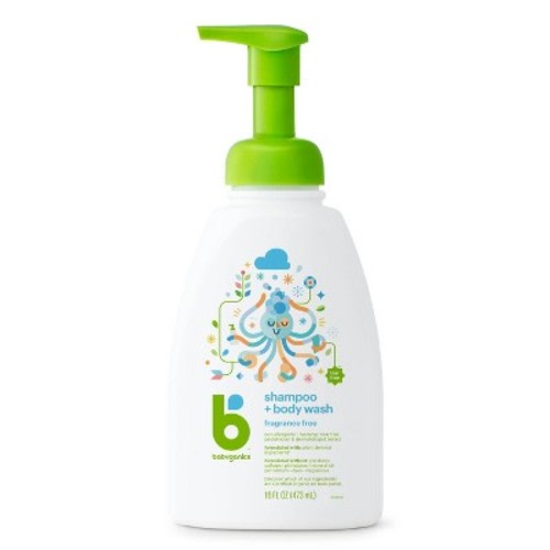 Babyganics Baby Shampoo + Body Wash, Fragrance Free - 16oz Pump Bottle
