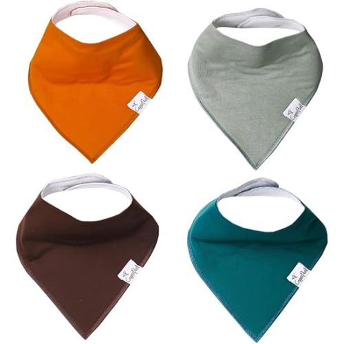 Copper Pearl 4 Pack Soft Cotton Baby Bibs for Drooling and Teething, Absorbent Drool Bibs for Baby Girl and Boy, Adjustable to Fit Newborns to Toddlers, Tons of Styles (Blaze)