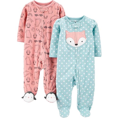 Simple Joys by Carter's Baby Girls' Fleece Footed Sleep and Play, Pack of 2