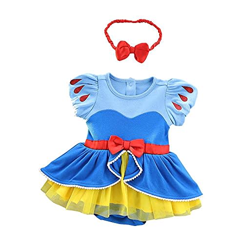 Dressy Daisy Baby Toddler Girls Princess Costume Romper with Headband | Princess Costume Romper, Puff Sleeves, Tulle Skirt, Bow Waist, Headband, Fancy Dress Up, Halloween Outfit