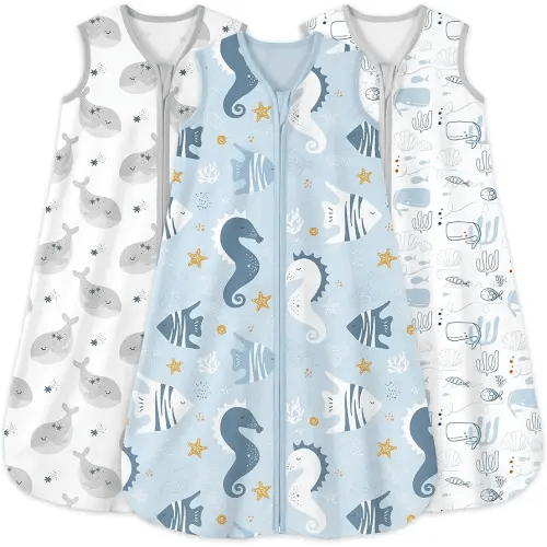 Yoofoss Baby Sleep Sack 0-6 Month 0.5TOG 100% Organic Cotton 2-Way Zipper