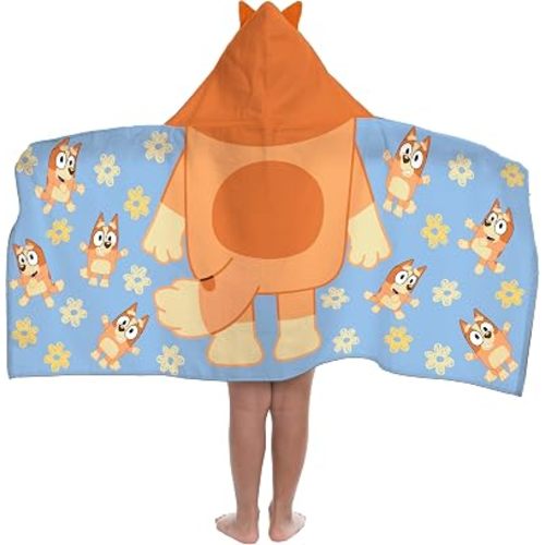 Jay Franco Kids Hooded Towel – 22" x 51" Super Soft Bath Wrap with 3D Hood, Heroes & Friends, Beach, Pool & Travel, Official Licensed, Multi - Bluey