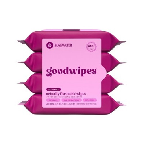 Goodwipes Flushable Personal Wipes - Rosewater - 50ct/4pk