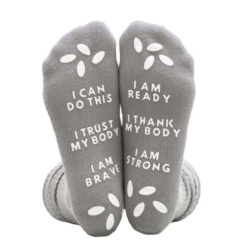 Sunflower Motherhood Affirmation Hospital Socks For Labor and Delivery - Non Skid Grip Socks For Moms