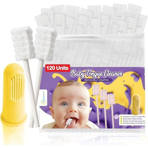 Trueocity Baby Tongue Cleaner Newborn – Soft Oral Cleaner for Infants, Gum & Mouth Cleaning for 0-3 Month Babies, Easy to Use and Safe for Daily Hygiene – Best Value Pack of 120 Units