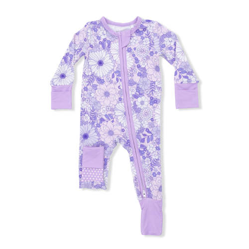 2-Way Zip Romper, Lacy Lavender Floral