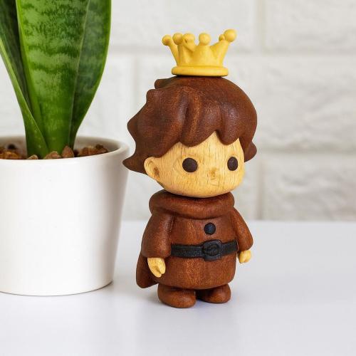 Handcrafted Wooden Prince Figurine – Ebony Little Prince Desktop Ornament – Natural Wood Collectible Gift – Unique Boyfriend Gifts