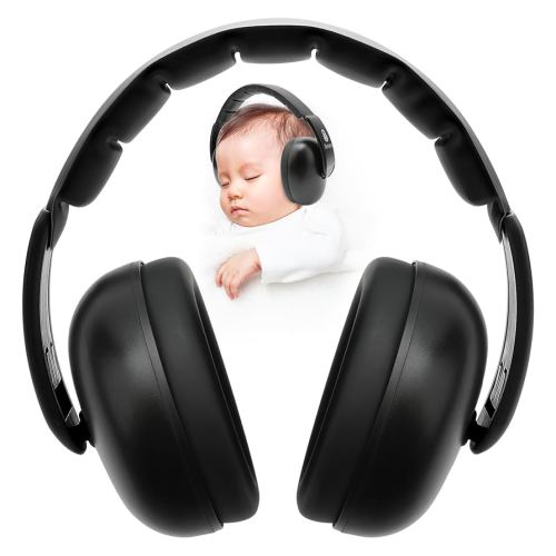 Baby Headphones for Noise - [Upgraded Baby-Friendly Version] Baby Ear Muffs Noise Protection - Baby Noise Cancelling Headphones - Baby Ear Protection for 3 Months to 2 Years, normal, Black