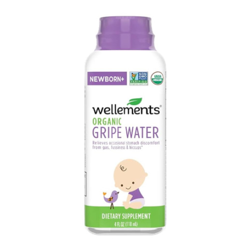 Wellements Organic Gripe Water | Relieves Occasional Stomach Discomfort from Baby Gas, Colic, Hiccups and Fussiness | Certified Organic and Non-GMO | No Artificial Flavors | 4 Fl Oz. | Ages Newborn+