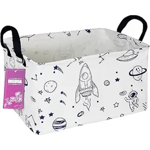 Rectangular Storage Basket Gift Bag Rec Spaceships | Gifts Bag for Books,Clothes,Gifts,Pets-Perfect for Home,Office,Nursery,Dorm,Shelf