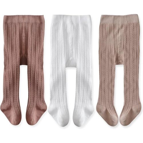 EPEIUS Baby Girls Tights Cable Knit Leggings Stockings Cotton Pantyhose for Newborn Infants Toddlers 3/6 Pack