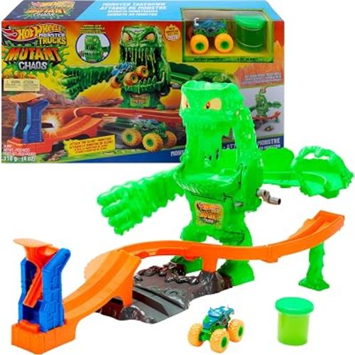 Hot Wheels Monster Trucks Mutant Monster Takedown Playset & Rhinomite