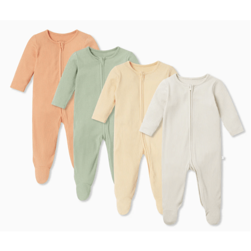 Ribbed Clever Zip Baby Pajamas 4 Pack Ribbed Blue Mix / 3-6