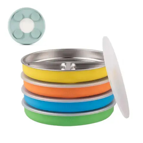 7.8" Stainless Steel Divided Plates with Suction Sleeve