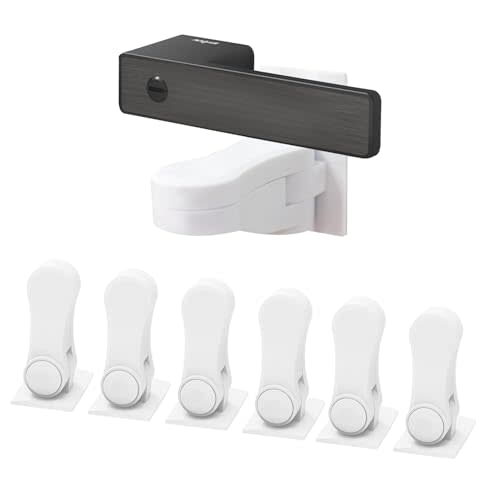 Child Proof Door Lever Lock(6 Pack) - Baby Proofing Door Handle Lock, 3M Adhesive & No DrillingNeed, Minimalist Design, Child Safety Door Handle Locks
