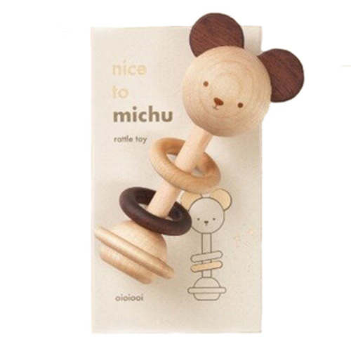 oioiooi 'Nice to Michu' Wooden Rattle Infant Baby Toy– Hazel & Fawn