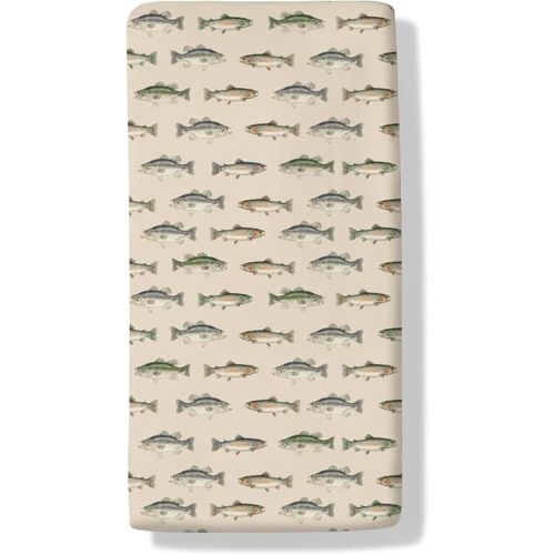 Gone Fishing Lake Baby Boys Girls Crib Sheets Freshwater Fishes Soft Baby Sheets Fishing Lovers Gift Fitted Crib Mattress Cover for Standard Crib Mattress 52"x28"