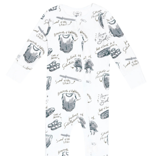 Armor of God White PJ Footless Onesie Bamboo – Holy Pals