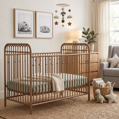Mason & Marbles Klos Adjustable Height Steel Standard Crib & Reviews | Wayfair