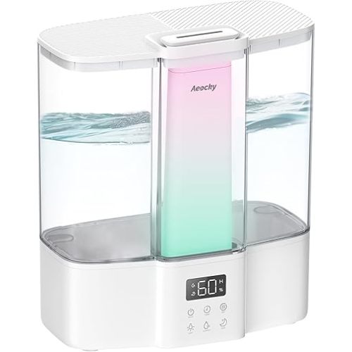 Geek-Level Aeocky Humidifier for Baby, Quiet Ultrasonic Humidifiers for Bedroom, Nursery with Ambient Light, 4L Top-Fill Cool Mist Diffuser with Timer, Sleep, Auto, Constant Humidity Mode