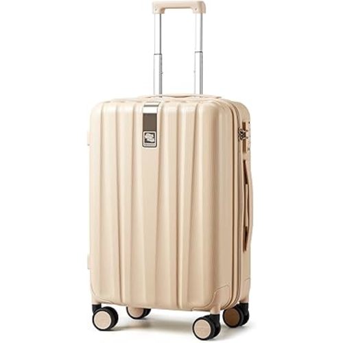 Hanke 20 Inch Carry On Luggage 22x14x9 Airline Approved Lightweight PC Hard Shell Suitcases with Wheels Travel Luggage Rolling Suitcase Travel Luggage Bag for Weekender(Cuba Sand)