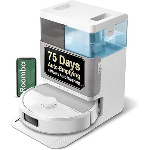 iRobot Roomba Plus 505 Combo Robot Vacuum & Mop with AutoWash Dock - Extending Spinning Mop Pads, Self-Empties, Wash & Heated Drying, Cleaning, Recognizes & Avoids Obstacles, LiDAR Navigation