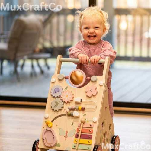 Andador de empuje para bebés que aprenden a caminar y a ponerse de pie / Andador para bebés / Juguetes de madera para niños / Andador para niños