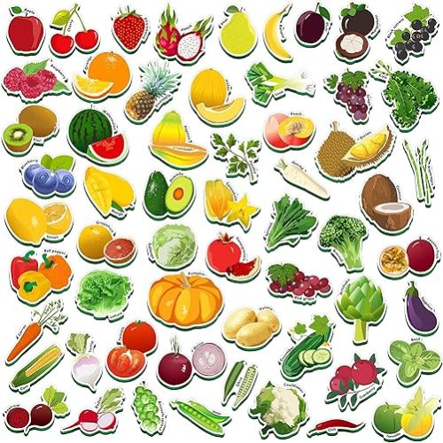 SpriteGru 59 PCS Fruits & Veggies Magnets for Toddlers Kids, Perfect for Preschool Learning