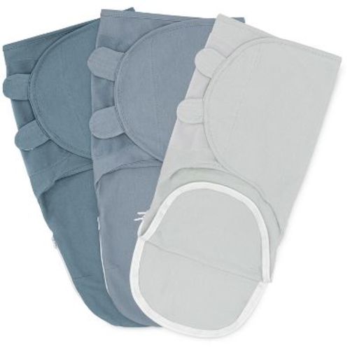 Swaddle Blankets for Baby Girl & Boy with Easy Access Zipper for Diaper Changes Set of 3 - Small (0-3 Months) - Stone, Pacific Blue, Nomadic Blue