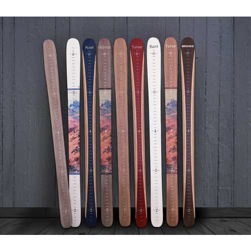 Wooden Growth Chart for Kids Ski Decor Wood Height Chart Personalized Child Growth Ruler Baby Shower Gift Mountain Nursery Theme Adventure