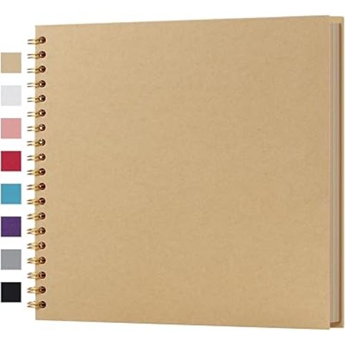 potricher 10 x 10 Inch DIY Scrapbook Album 40 Pages Hardcover Kraft Paper Scrap Book Photo Albums Memory Book for Wedding and Anniversary Family (Yellow, 10 Inch)