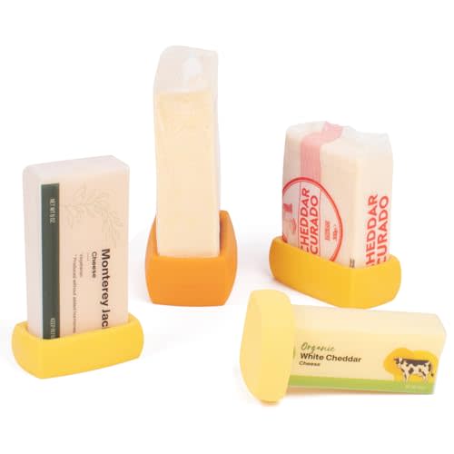 Food Huggers Cheese Huggers Set of 4 Reusable Silicone Savers | Cheese Paper Alternative | Store Cheddar, Swiss, Colby Jack and More