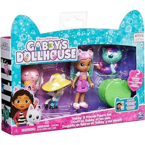 Gabby's Dollhouse, Gabby and Friends Figure Set with Rainbow Gabby Doll, 3 Toy Figures and Surprise Accessory Kids Toys for Ages 3 and up