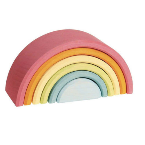 Grimms Pastel Wooden Rainbow Tunnel - 6 Pieces
