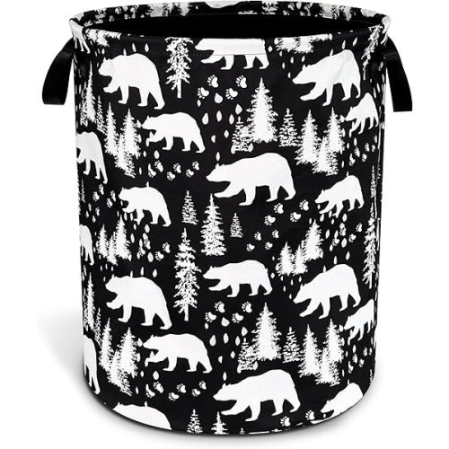 Bear Laundry Basket Forest Bear Paw Foldable Oxford Cloth Funny Tote Bag Laundry Hamper Clothes Storage Bucket Toy Organizer For Bathroom/Laundry Storage/Bedroom 18.9x16.5 Inch