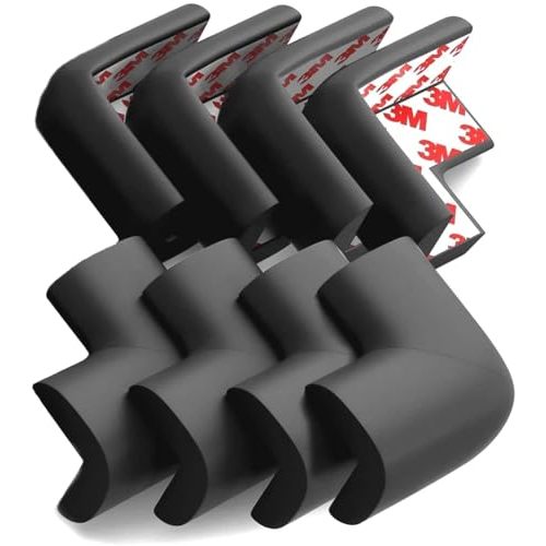 8-Pack Corner Protector Baby To Baby Proof Corners And Edges; Table Corner Covers Baby Safety, Soft Rubber Foam Cushion Corner Guards, Child Proofing Pads, Table Corner Protectors For Furniture, Black